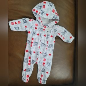 $1 when you bundle, onesie, white with winter pattern, 3 months